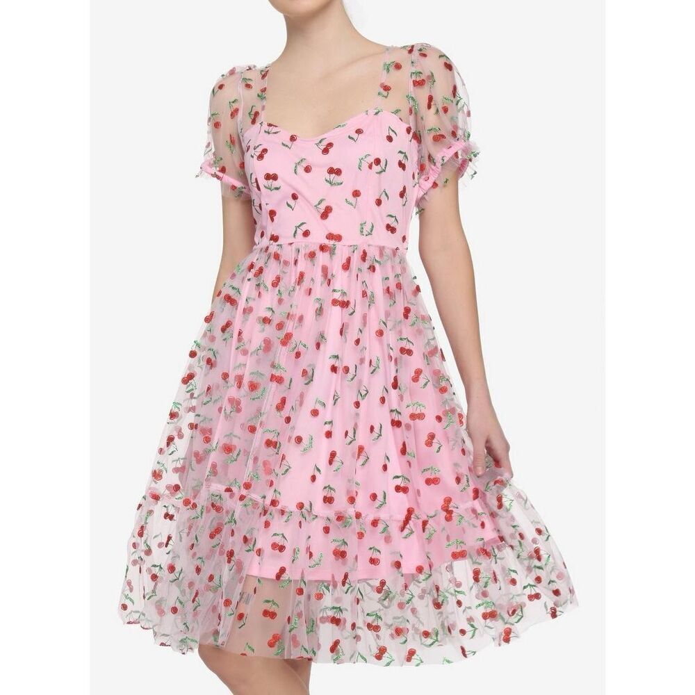 Cherry Glitter Mesh Dress (Sm)